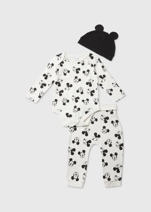 Baby 3 Piece Cream Disney Mickey Mouse Set (Newborn-12mths) - 0-3 months Image 1