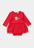 Baby Red Disney Minnie Mouse Christmas Tutu Bodysuit (Newborn-12mths) - Newborn Image 1