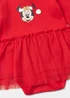 Baby Red Disney Minnie Mouse Christmas Tutu Bodysuit (Newborn-12mths) - Newborn Image 2