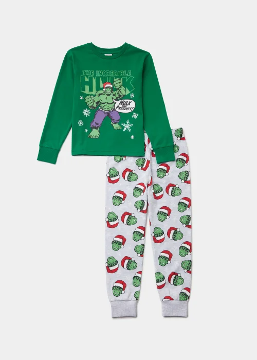 Kids Green Marvel The Hulk Christmas Jersey Pyjama Set (3-12yrs) - Age 4 Years Image 1