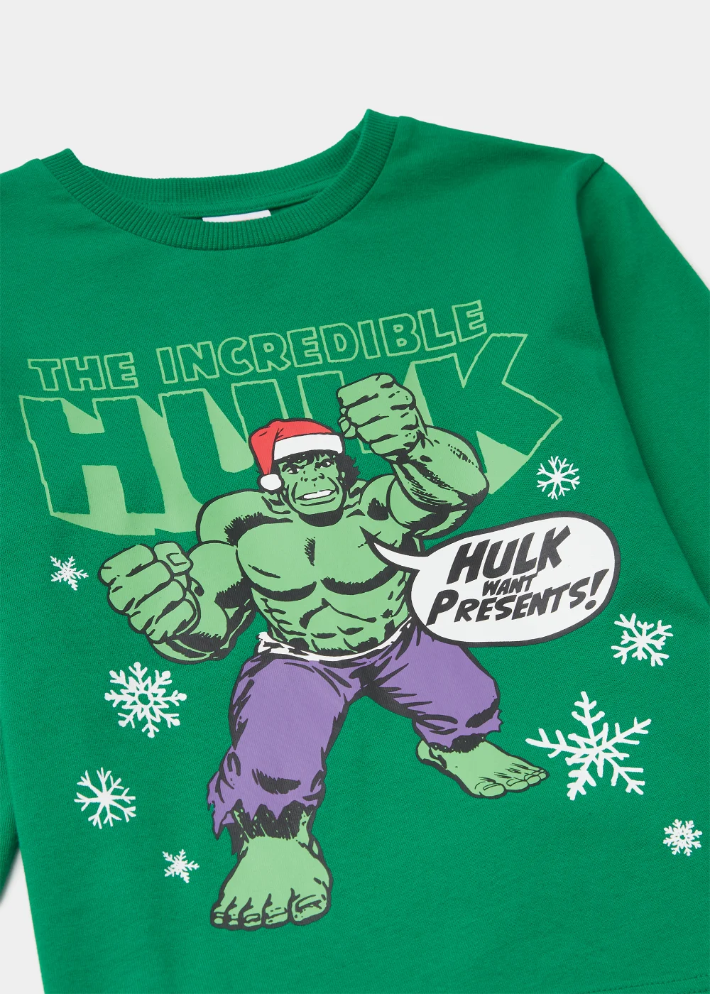 Kids Green Marvel The Hulk Christmas Jersey Pyjama Set (3-12yrs) - Age 4 Years Image 2