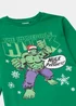 Kids Green Marvel The Hulk Christmas Jersey Pyjama Set (3-12yrs) - Age 4 Years Image 2