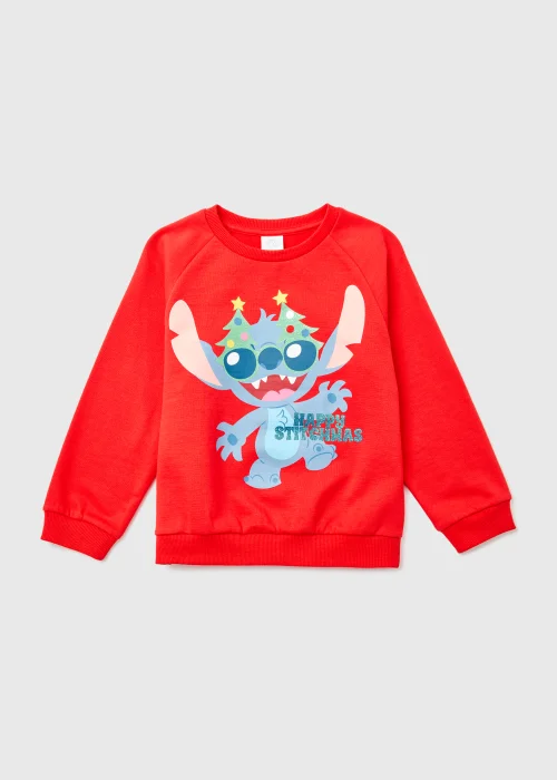 Kids Red Disney Christmas Stitch Sweatshirt (4-10yrs) - 4 Yrs Image 1