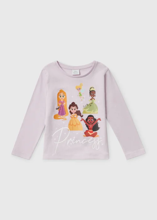 Kids Lilac Disney Princess Sparkle T-Shirt (3-9yrs) - Age 7 Years Image 1