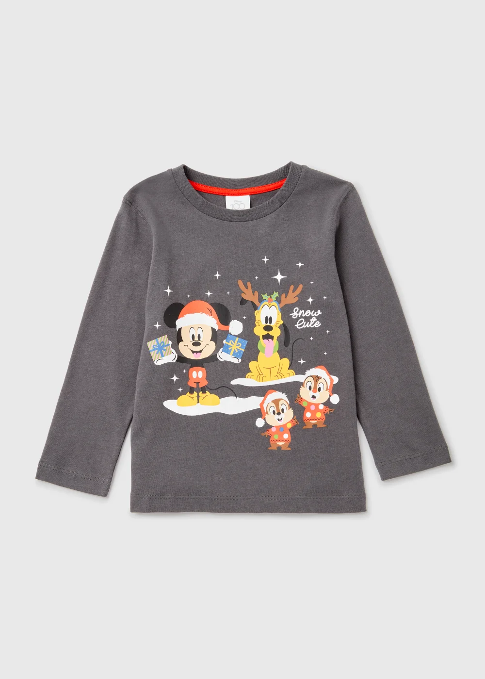 Kids Grey Disney Mickey Mouse Christmas T-Shirt (9mths-6yrs) - Age 9 - 12 Months Image 1