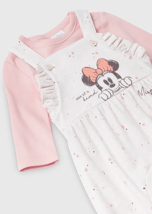 Baby 2 Piece Pink Minnie Mouse Print Dungaree Set (Newborn-12mths) - 0-3 months Image 2