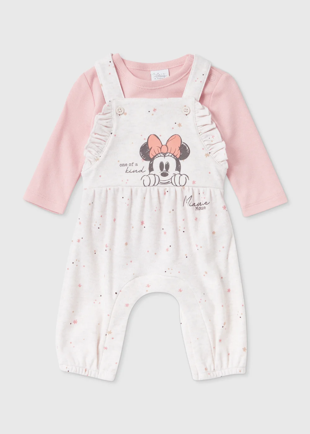 Baby 2 Piece Pink Minnie Mouse Print Dungaree Set (Newborn-12mths) - 0-3 months Image 1