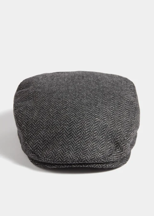 Grey Textured Flat Cap - S/M Image 1
