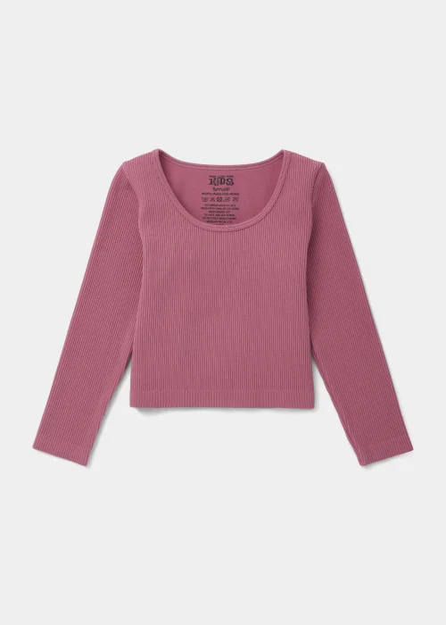 Girls Pink Seamless Long Sleeve Top (7-12yrs) - 7-8 Yrs Image 1