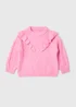 Girls Pink Heart Ruffle Knitted Jumper (9mths-6yrs) - Age 9 - 12 Months Image 1