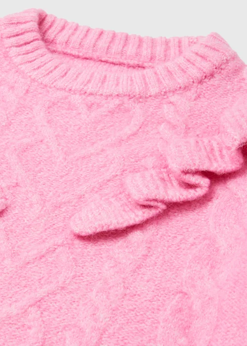 Girls Pink Heart Ruffle Knitted Jumper (9mths-6yrs) - Age 9 - 12 Months Image 2
