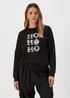 Black Ho Ho Ho Print Christmas Sweatshirt - S Image 1