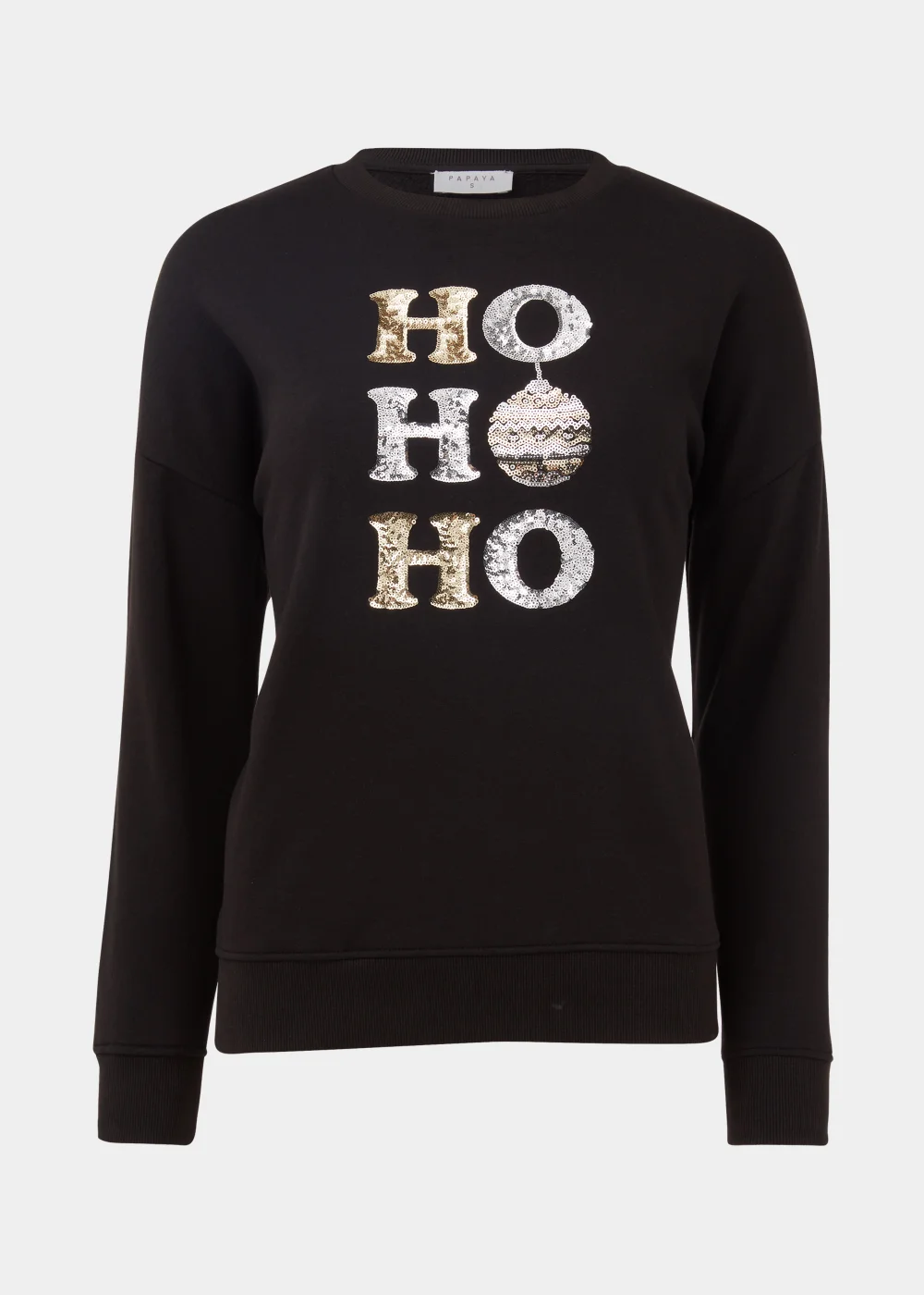 Black Ho Ho Ho Print Christmas Sweatshirt - S Image 5
