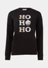 Black Ho Ho Ho Print Christmas Sweatshirt - S Image 5
