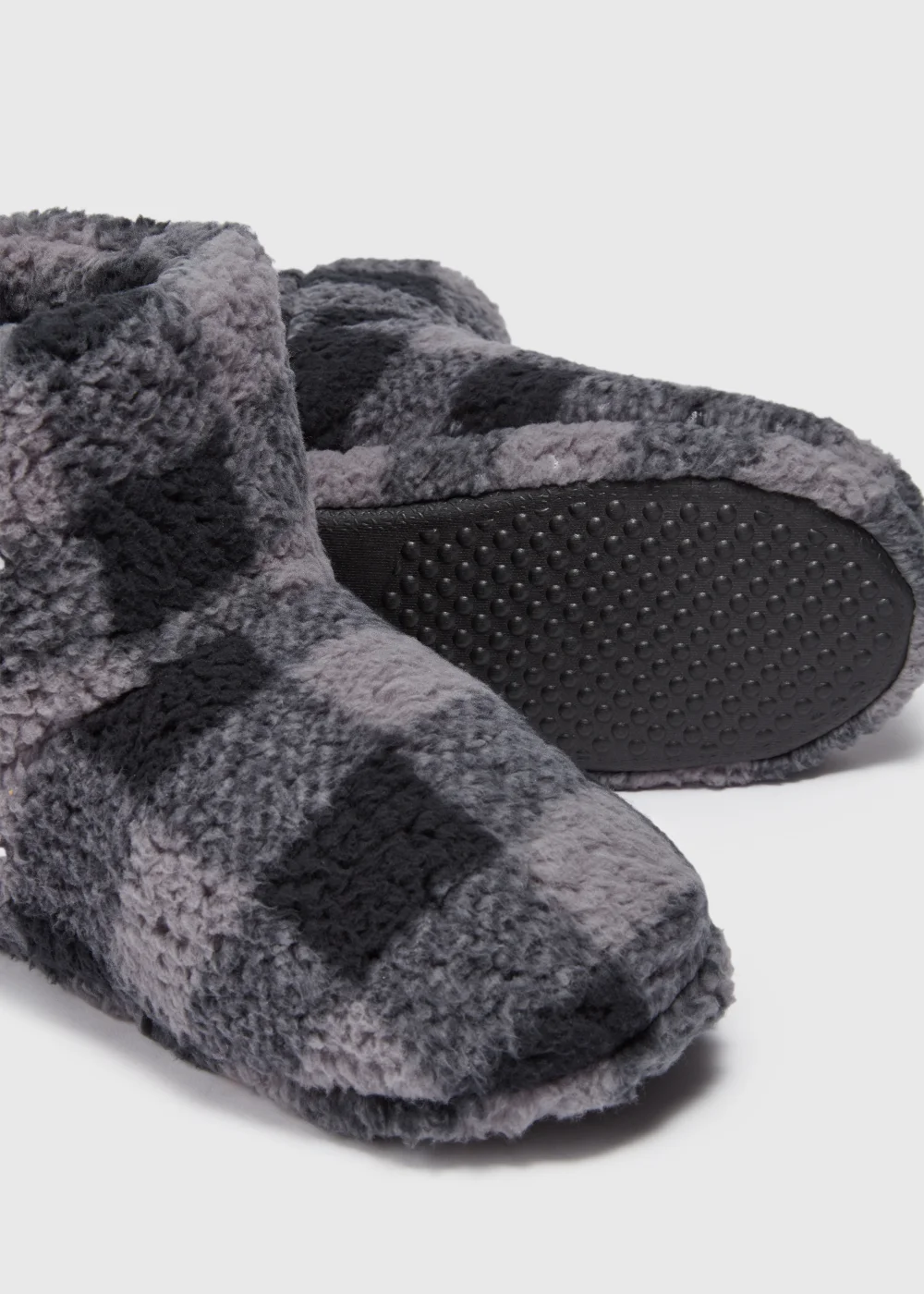 Grey Check Slipper Boot - Size 6 Image 2