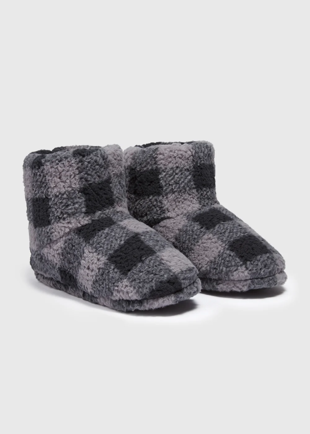 Grey Check Slipper Boot - Size 6 Image 1