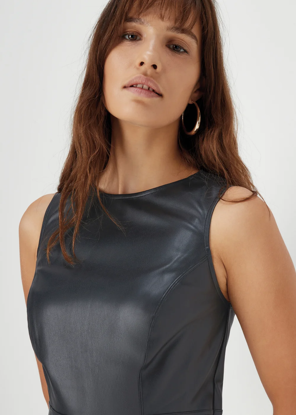 Black PU Sleeveless Dress - 8 Image 3