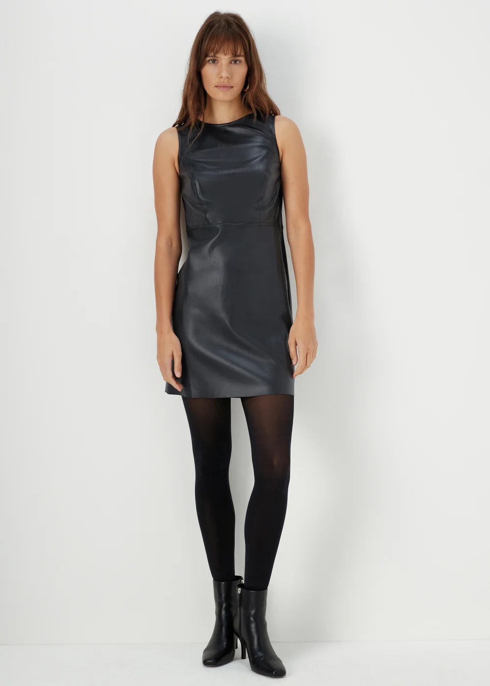 Black PU Sleeveless Dress - 8 Image 1