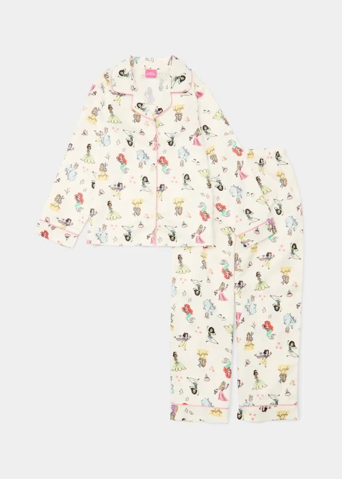 Kids Cream Disney Princess Satin Button Up Pyjama Set (3-9yrs) - Age 3 Years Image 1