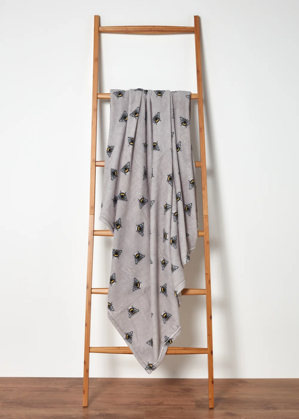 Grey Bee Print Throw (130cm x 150cm) Image 1