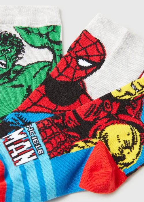 Kids 3 Pack Multicoloured Marvel Socks (Younger 6-Older 6.5) - Sizes 6 - 8.5 Image 2