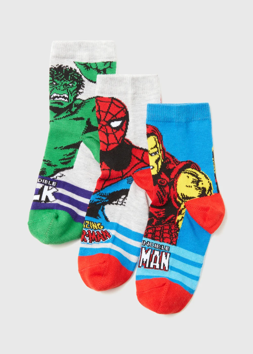 Kids 3 Pack Multicoloured Marvel Socks (Younger 6-Older 6.5) - Sizes 6 - 8.5 Image 1