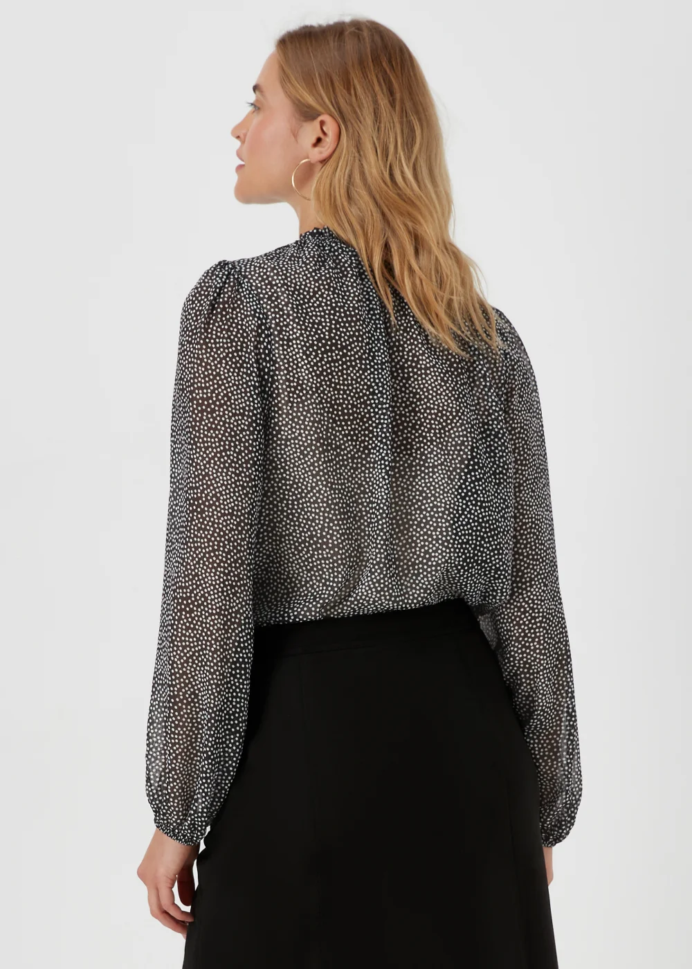 Black Spot Print Blouse - Size 8 Image 2
