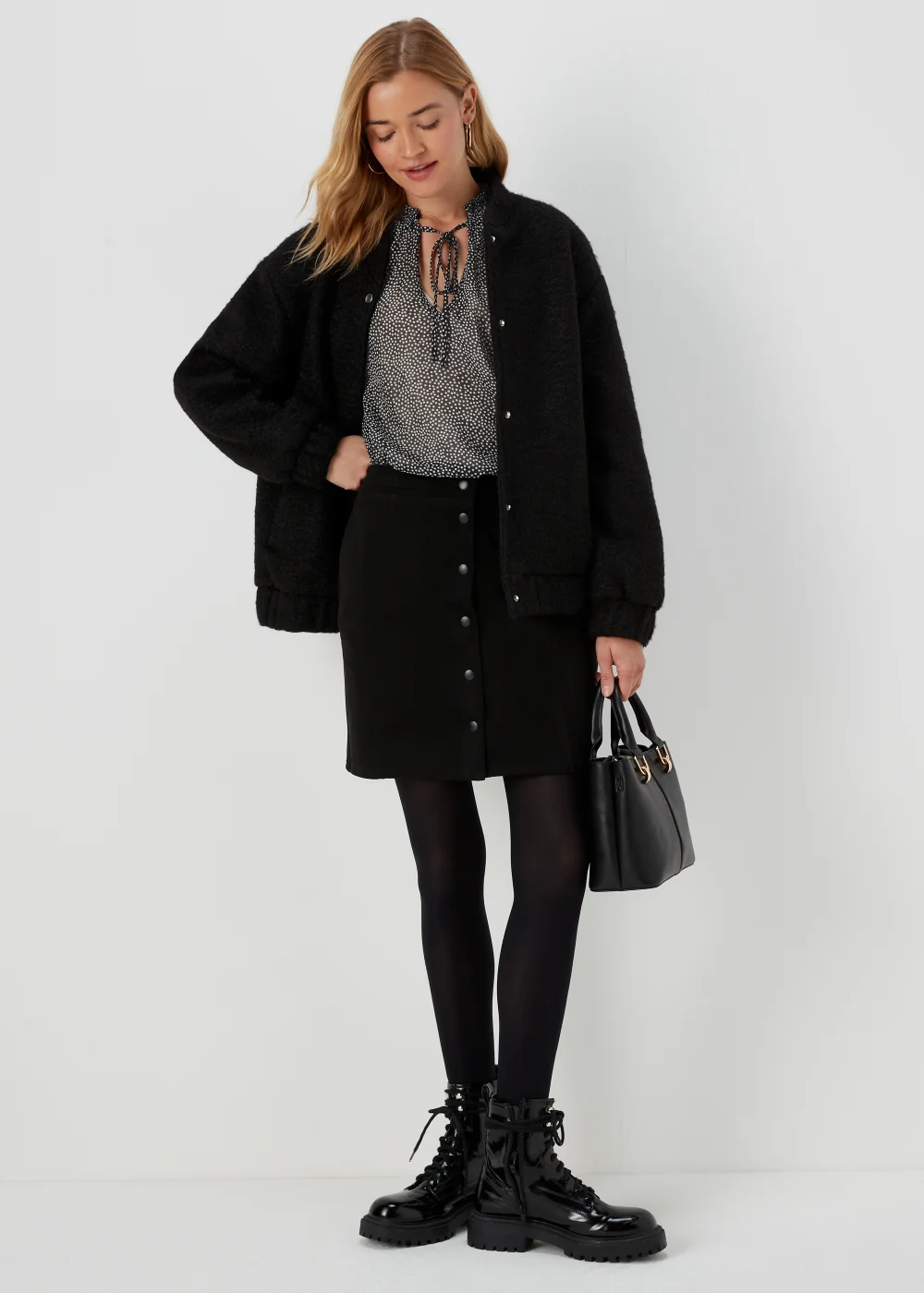 Black Spot Print Blouse - Size 8 Image 4