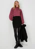 Burgundy Abstract Print High Neck Blouse - 8 Image 4