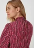Burgundy Abstract Print High Neck Blouse - 8 Image 3