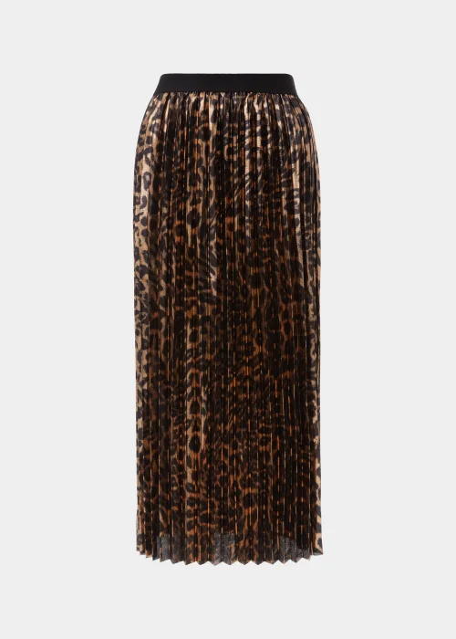 Gold Animal Print Plisse Midi Skirt - Size 8 Image 5