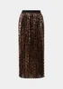 Gold Animal Print Plisse Midi Skirt - Size 8 Image 5