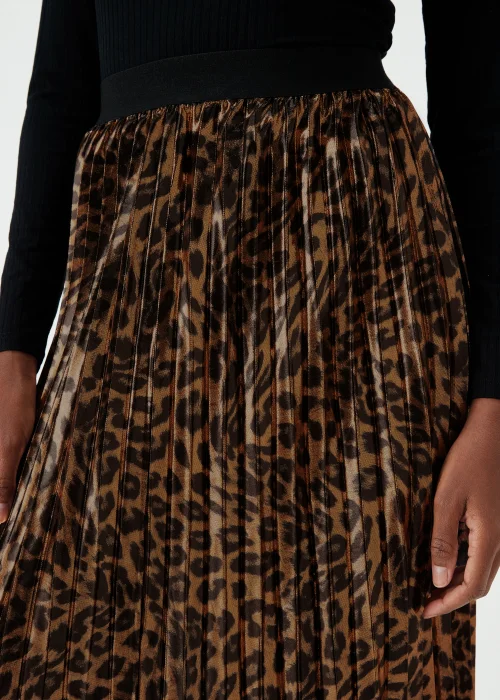 Gold Animal Print Plisse Midi Skirt - Size 8 Image 3