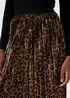 Gold Animal Print Plisse Midi Skirt - Size 8 Image 3