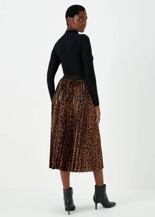 Gold Animal Print Plisse Midi Skirt - Size 8 Image 2
