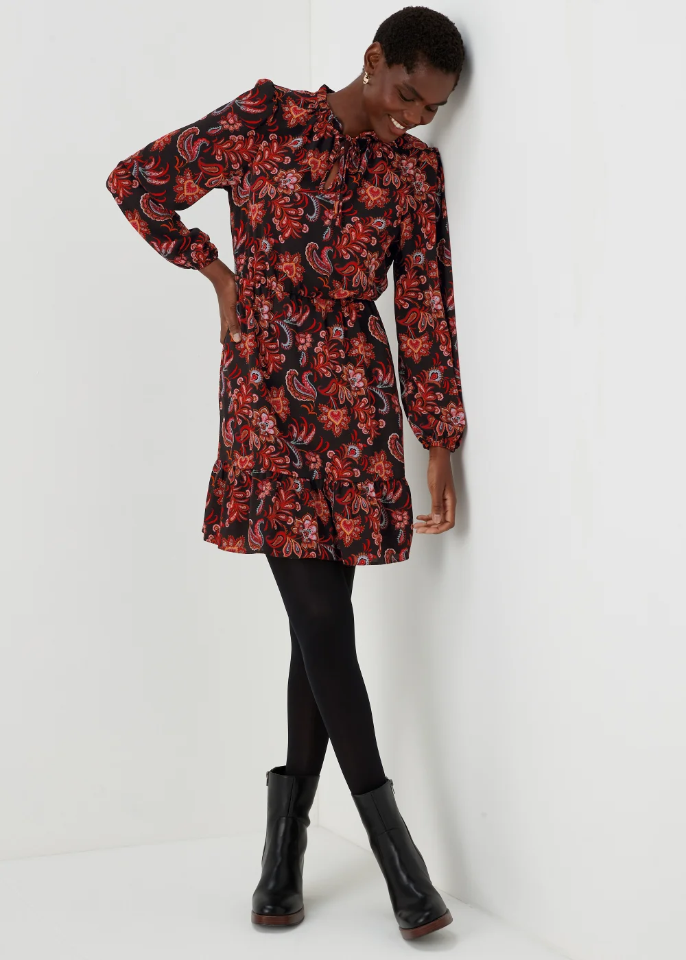 Multicoloured Bubble Paisley Print Mini Dress - 8 Image 4
