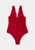 Red Lace Detail V-Neck Bodysuit - Small Image 4
