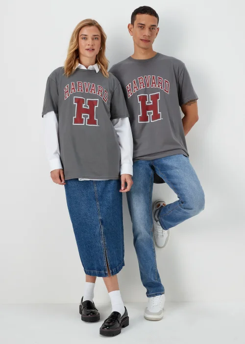 Charcoal Harvard Print T-Shirt - Small Image 2