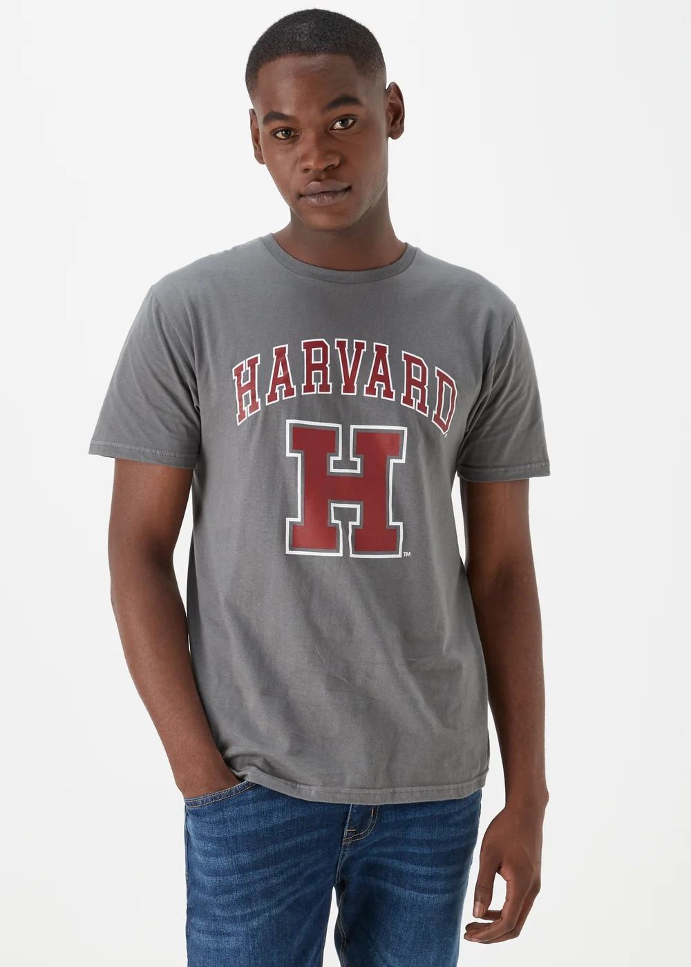 Charcoal Harvard Print T-Shirt - Small Image 4