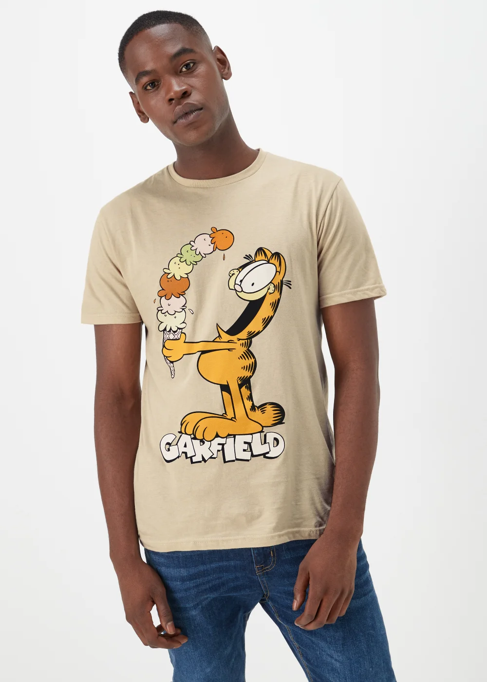 Stone Garfield Print T-Shirt - Small Image 1