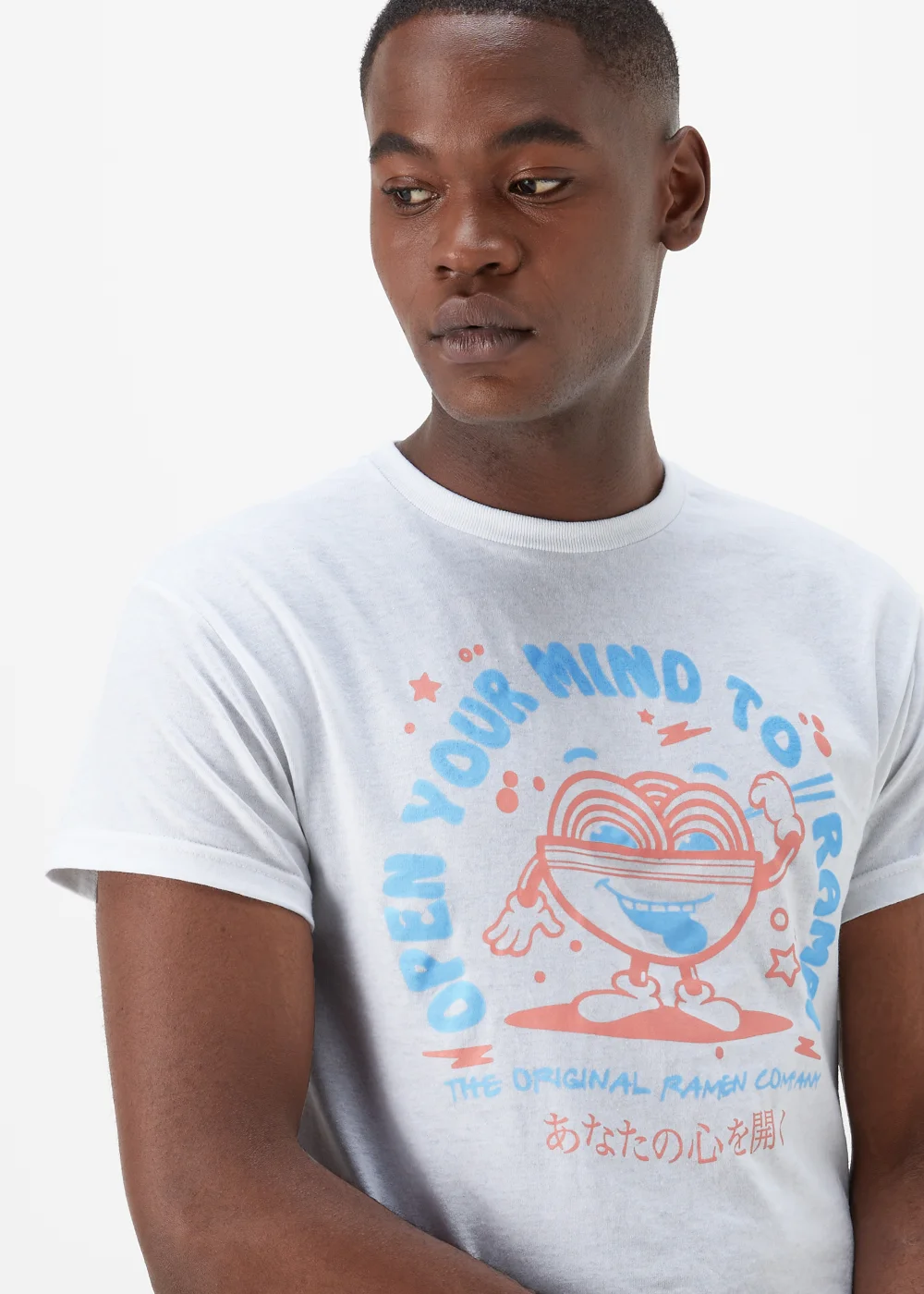 White Ramen Print T-Shirt - S Image 5