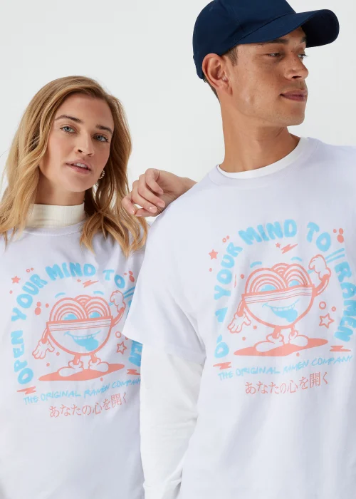 White Ramen Print T-Shirt - S Image 6