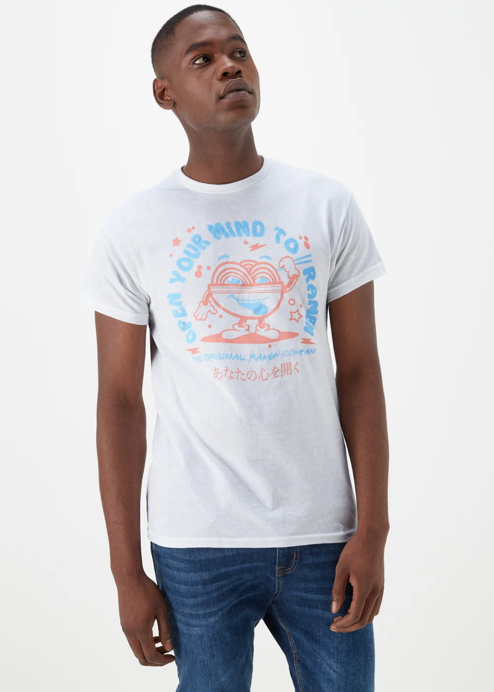 White Ramen Print T-Shirt - S Image 4