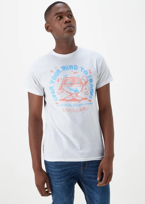 White Ramen Print T-Shirt - S Image 4