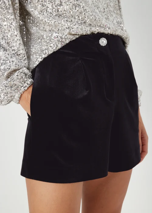 Et Vous Black Velvet Shorts - 8 Image 3
