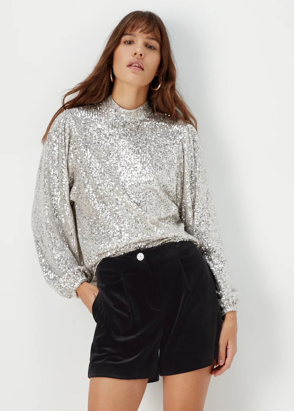 Et Vous Black Velvet Shorts - 8 Image 1