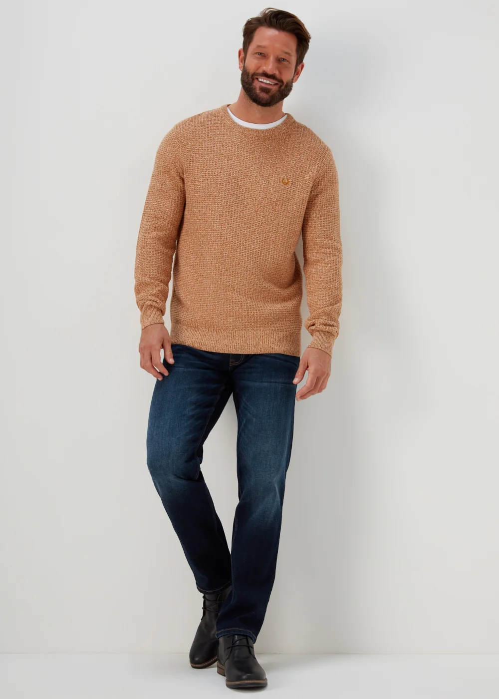 Lincoln Toffee & Ecru Knitted Jumper - Small Image 4