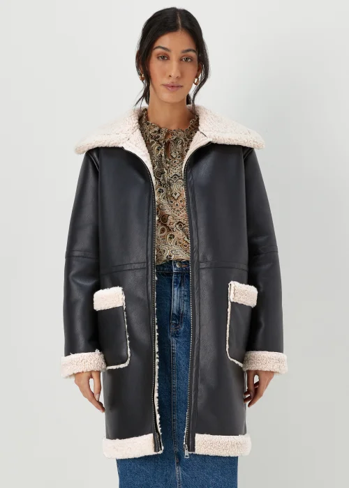 Black Shearling Aviator Coat - 8 Image 1
