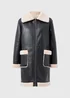 Black Shearling Aviator Coat - 8 Image 5