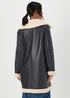 Black Shearling Aviator Coat - 8 Image 2